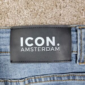 ICON Amsterdam Mens Light Wash Distressed Slim Fit Jeans Size 32 X 30